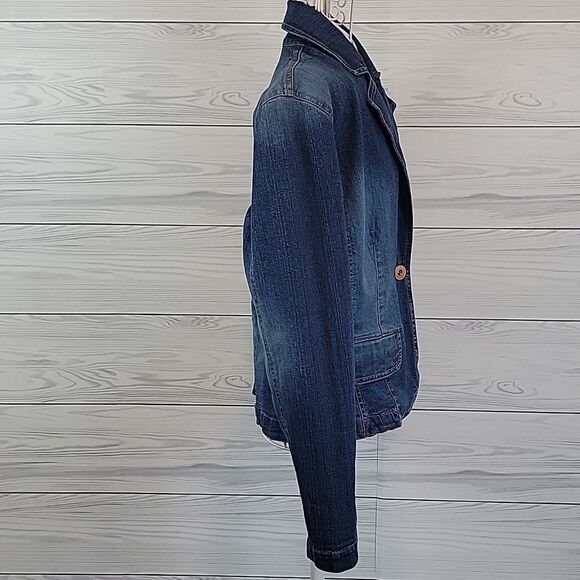 Bandolino Blu jean blazer with floral embellishments Size M - Picture 5 of 13
